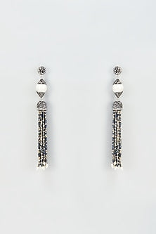 Black Rhodium Finish Beaded Dangler Earrings