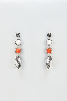 Black Rhodium Finish Beaded Dangler Earrings