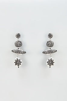Black Rhodium Finish Beaded Dangler Earrings