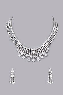 White Finish Zircons Necklace Set