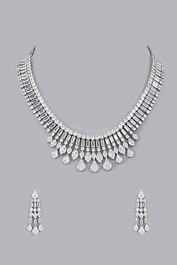 White Finish Zircons Necklace Set