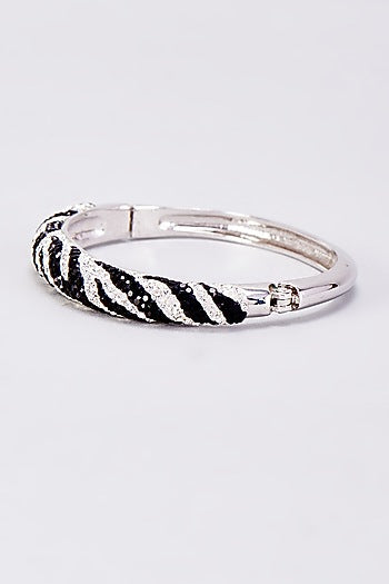 Two Tone Finish Black Swarovski Bracelet