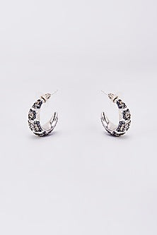 Black Swarovski Hoop Earrings