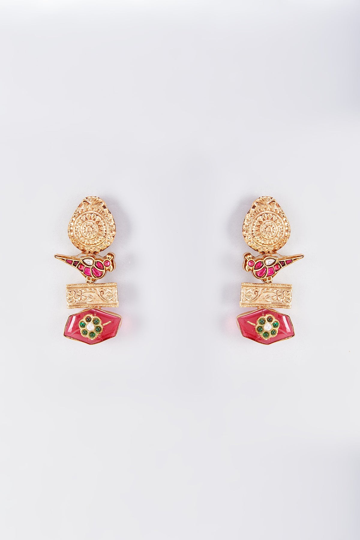 Gold Finish Animal Dangler Earrings
