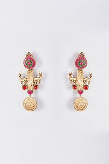 Gold Finish Animal Dangler Earrings