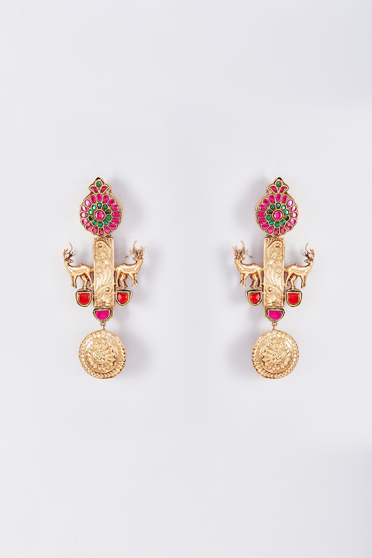 Gold Finish Animal Dangler Earrings