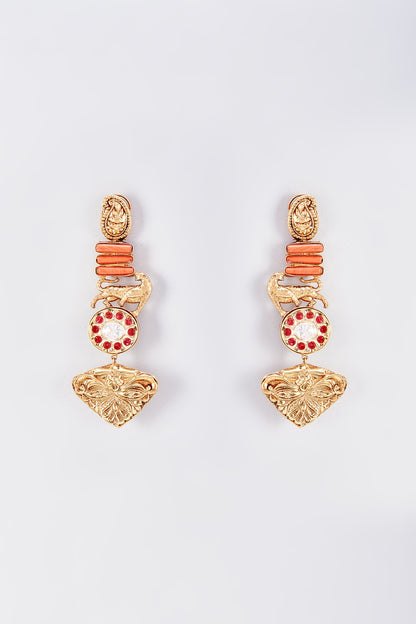 Gold Finish Animal Dangler Earrings
