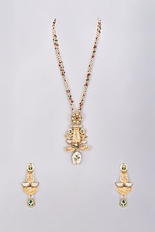 Gold Finish Multi-Colored Stone Long Necklace