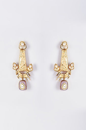 Gold Finish Animal Dangler Earrings
