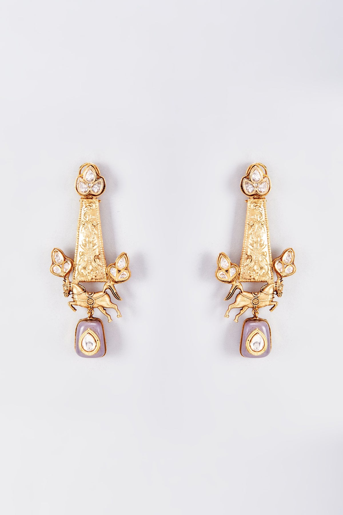 Gold Finish Animal Dangler Earrings