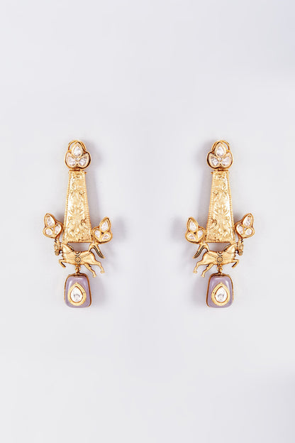 Gold Finish Animal Dangler Earrings