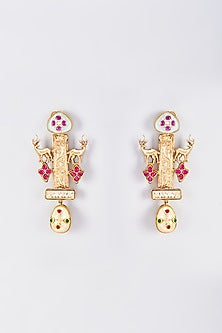 Gold Finish Animal Dangler Earrings