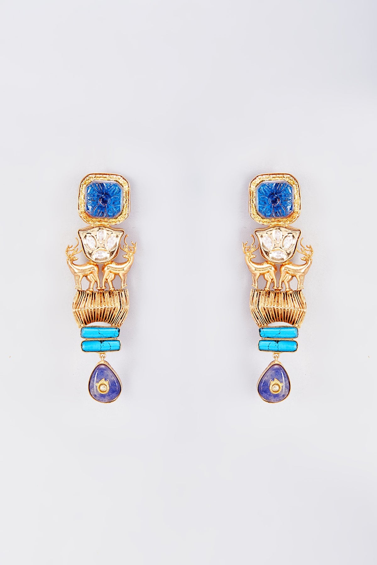 Gold Finish Animal Dangler Earrings