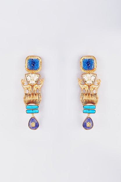 Gold Finish Animal Dangler Earrings