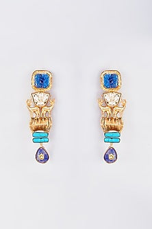 Gold Finish Animal Dangler Earrings