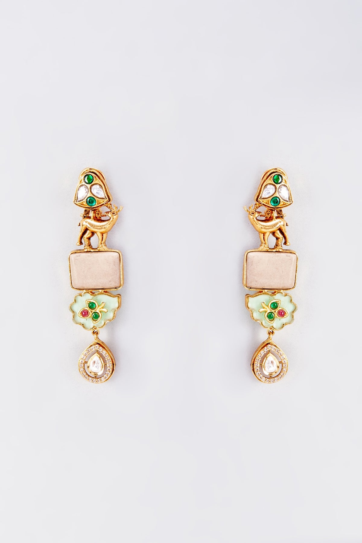 Gold Finish Animal Dangler Earrings