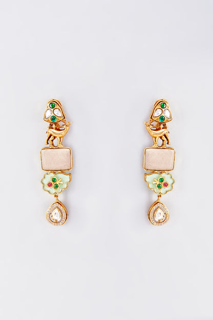 Gold Finish Animal Dangler Earrings
