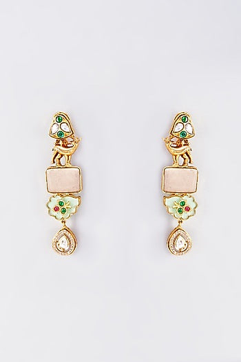 Gold Finish Animal Dangler Earrings