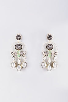 White Finish Animal Dangler Earrings