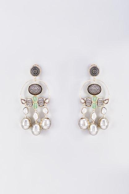 White Finish Animal Dangler Earrings