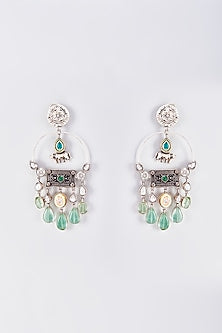 White Finish Animal Dangler Earrings