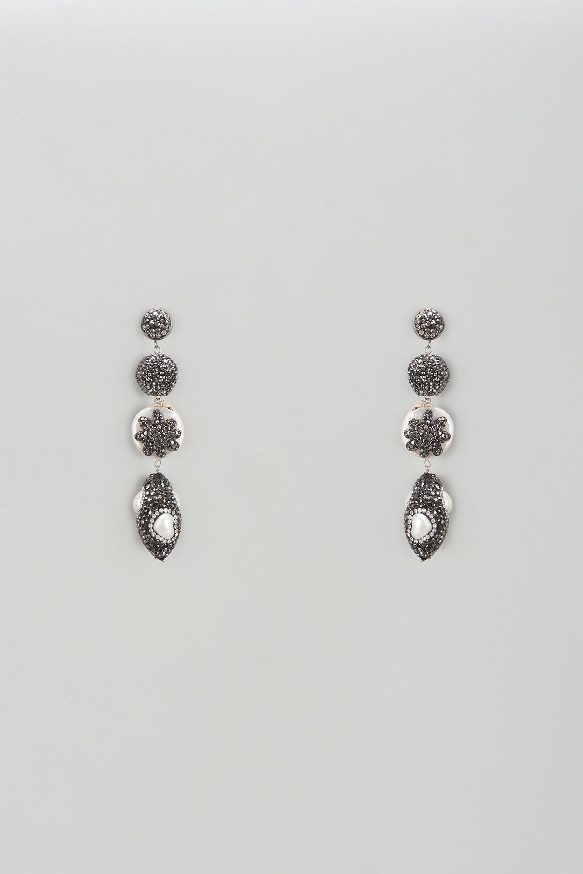 Black Rhodium Finish Beaded Dangler Earrings