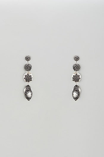 Black Rhodium Finish Beaded Dangler Earrings