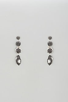 Black Rhodium Finish Beaded Dangler Earrings