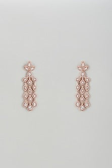 Rose Gold Finish American Diamond Dangler Earrings
