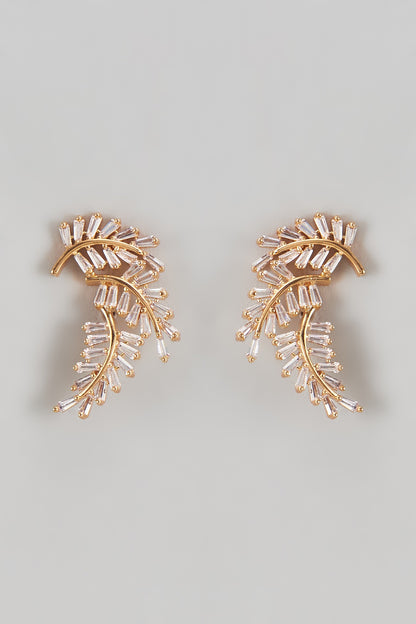 Gold Finish American Diamond Stud Earrings