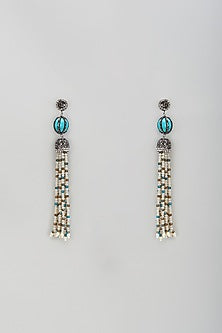 Black Rhodium Finish Crystal Dangler Earrings