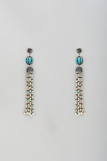 Black Rhodium Finish Crystal Dangler Earrings