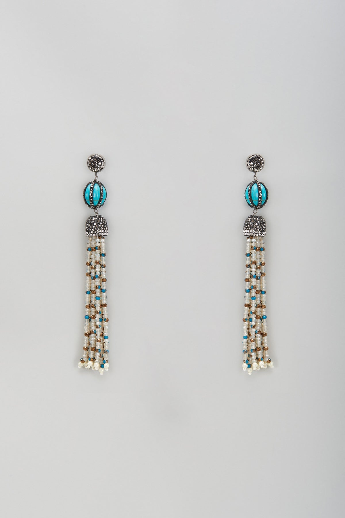 Black Rhodium Finish Crystal Dangler Earrings