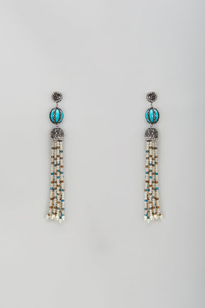 Black Rhodium Finish Crystal Dangler Earrings