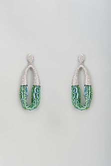 White Finish Crystal Dangler Earrings