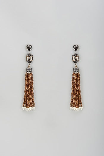 Black Rhodium Finish Crystal Dangler Earrings