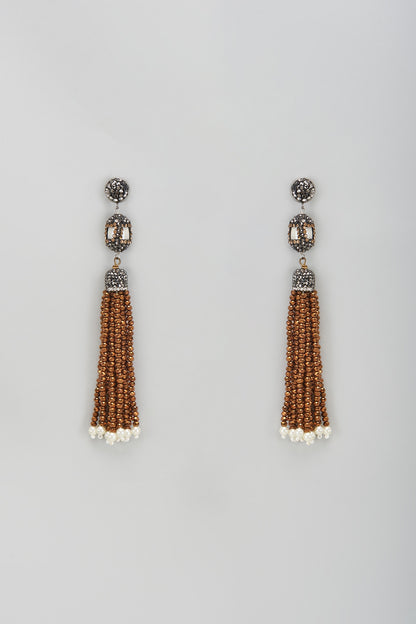 Black Rhodium Finish Crystal Dangler Earrings