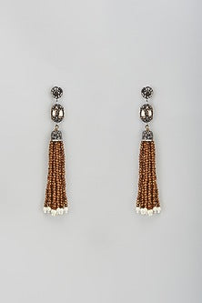 Black Rhodium Finish Crystal Dangler Earrings