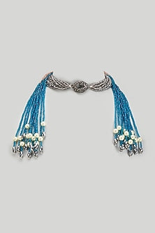 Black Rhodium Finish Crystal Scarf Necklace