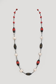Red & Black Shell Pearl Mala