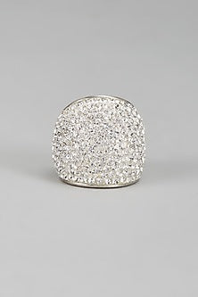 White Finish Swarovski Ring