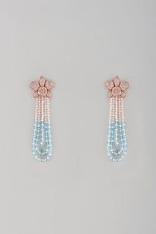 Rose Gold Finish Crystal Dangler Earrings