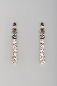 Black Rhodium Finish Crystal Dangler Earrings