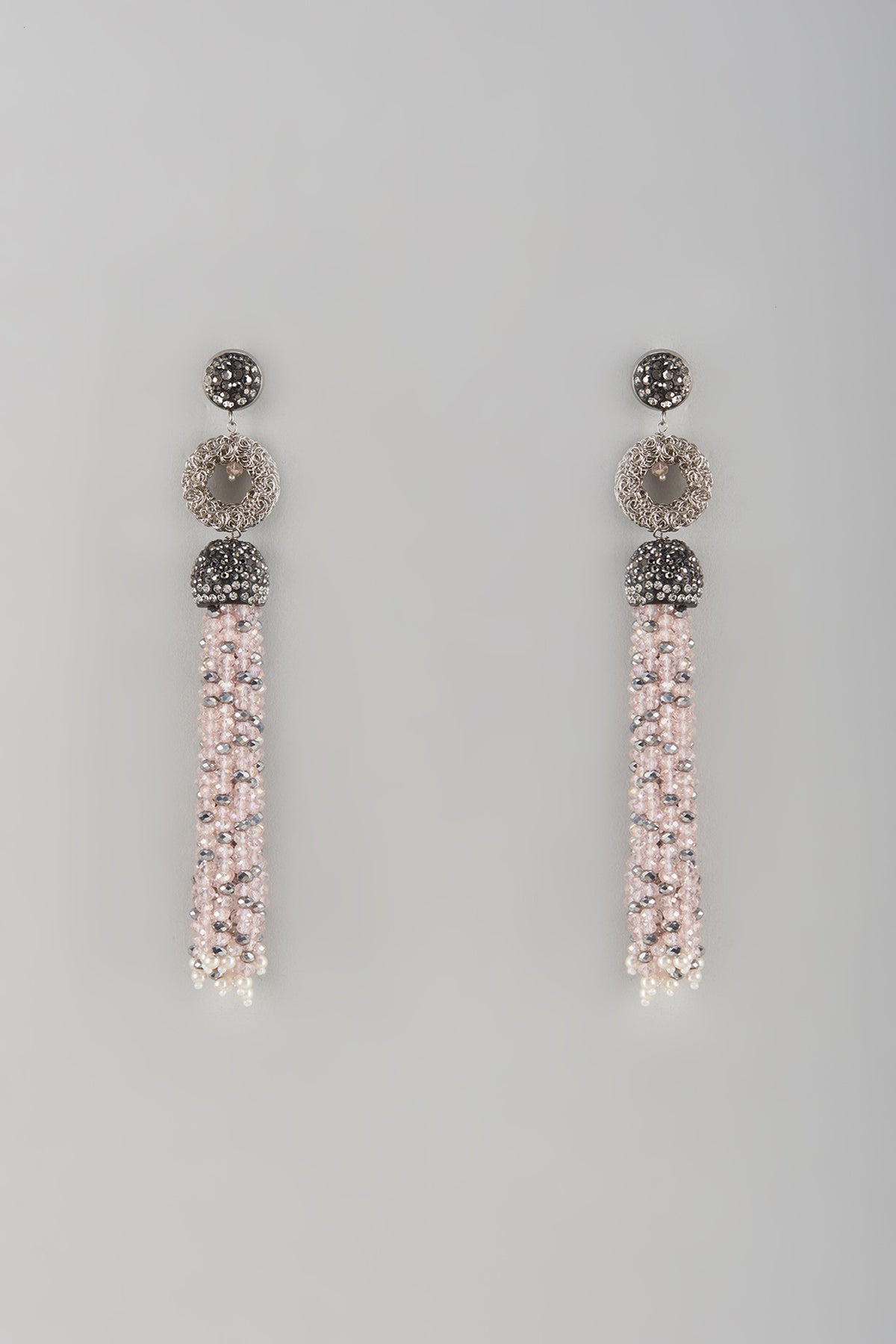 Black Rhodium Finish Crystal Dangler Earrings