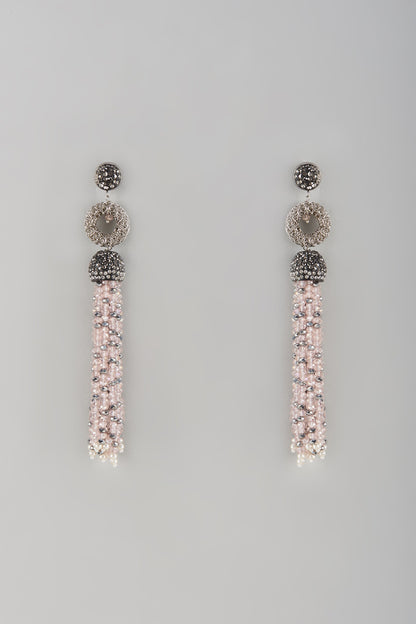 Black Rhodium Finish Crystal Dangler Earrings