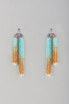 Black Rhodium Finish Crystal Dangler Earrings