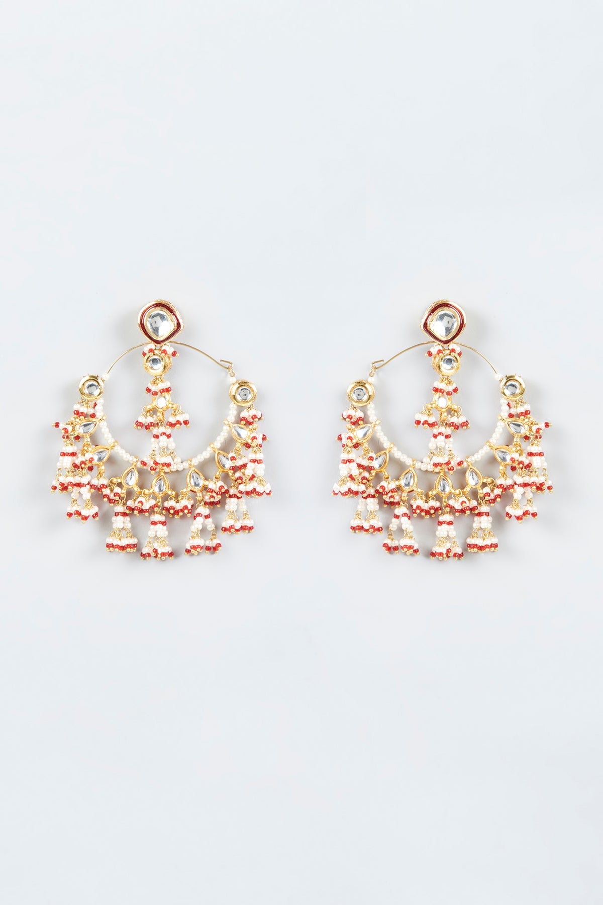Gold Finish Kundan Polki Dangler Earrings