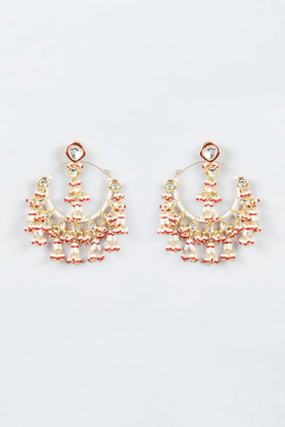 Gold Finish Kundan Polki Dangler Earrings