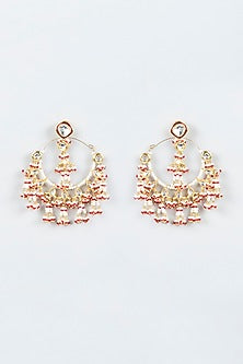 Gold Finish Kundan Polki Dangler Earrings