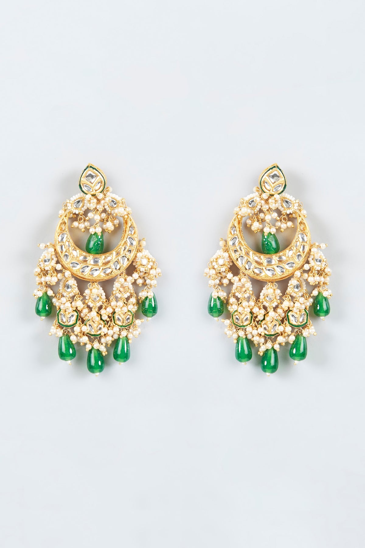 Gold Finish Pearl Dangler Earrings